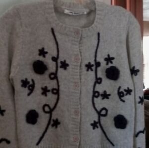 Juniors Grey Rosette Cropped Cardigan